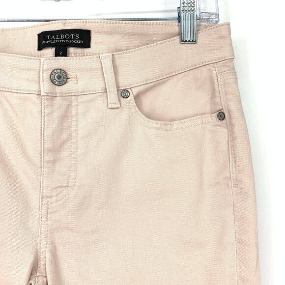 Talbots Jeans Women's Sz 2 Flawless Five-Pocket Skinny Ankle Leg Button Hem Pink - Picture 3 of 6